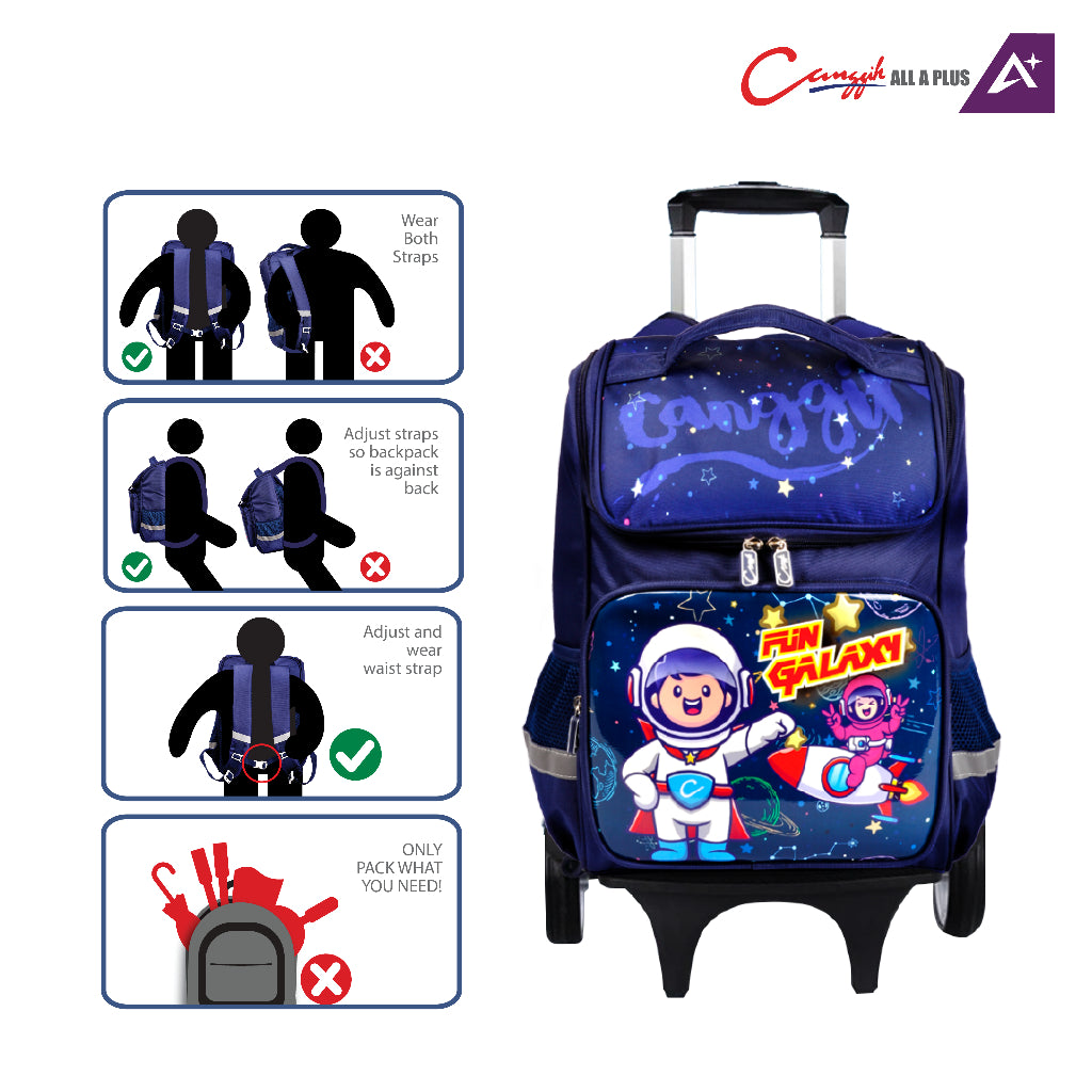 Canggih Children's School Trolley Backpack Fun Galaxy Bag - CG-TB 0101