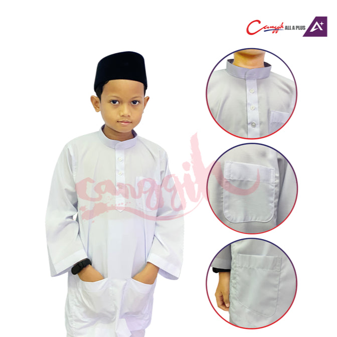 Canggih Baju Melayu Sekolah Agama Lelaki - White - CG-BM 401