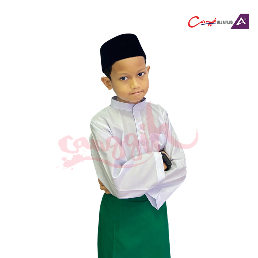 Canggih Baju Melayu Sekolah Agama Lelaki - White - CG-BM 401