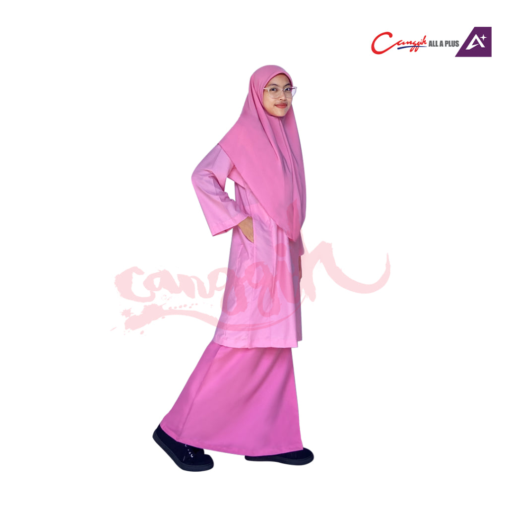 Canggih Kain Kurung Unit Beruniform Puteri Islam - Pink - CG-CP 008 PNK