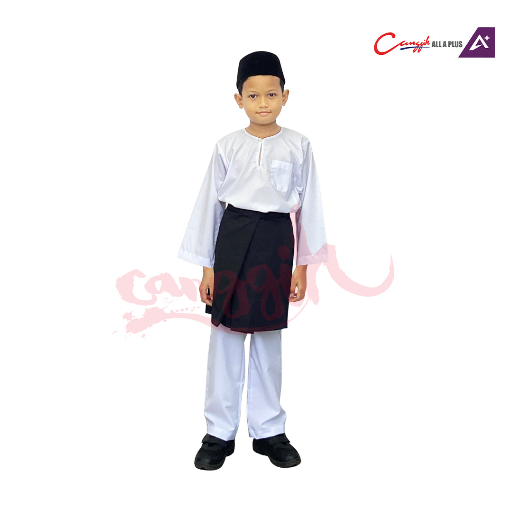 Canggih Baju Melayu Johor Sekolah Agama Lelaki - White - CG-BJ 401