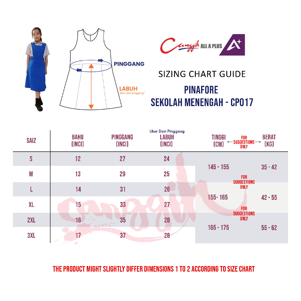 Canggih Pinafore Sekolah Menengah - Blue - CG-CP 017