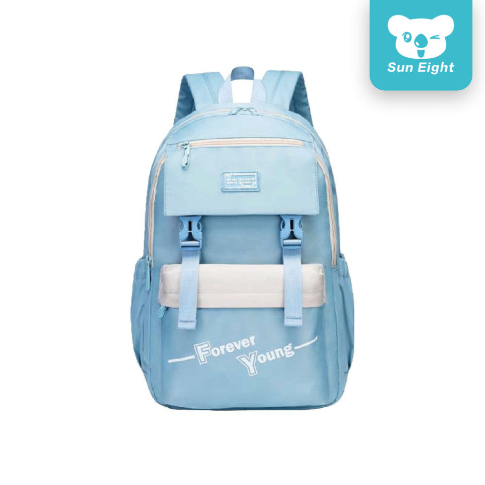 Sun Eight Forever Young School Backpack Simple Lightweight Multi Pocket Big Capacity Water Resistant | 199 Days Warranty