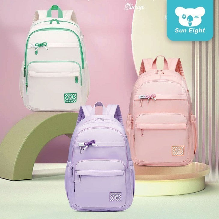 Sun Eight Macaronz School Backpack Waterproof Material Multi Compartment with Side Pocket Travel Bag | 199 Days Warranty