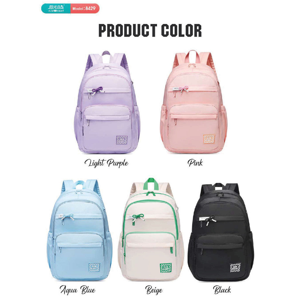 Sun Eight Macaronz School Backpack Waterproof Material Multi Compartment with Side Pocket Travel Bag | 199 Days Warranty