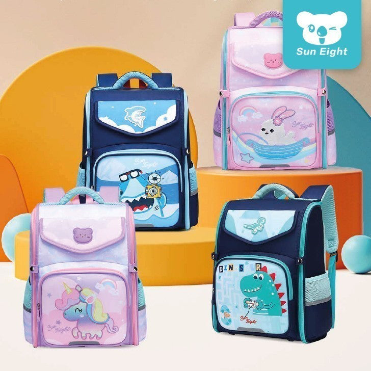 Sun Eight Trives School Backpack Unisex Cartoon Design Ergonomic Bag with Chest Buckle | 199 Days Warranty