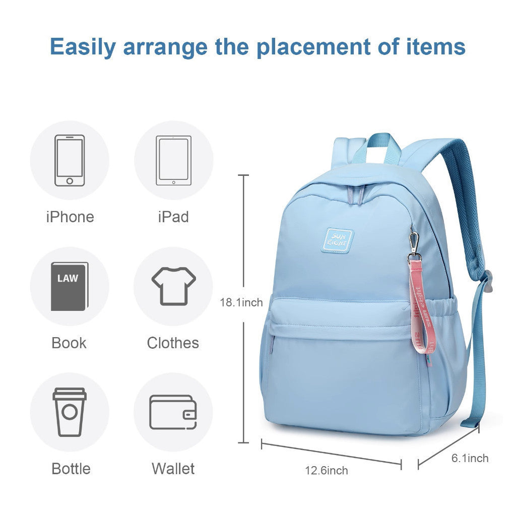 Sun Eight Simpletz Young & Simple School Bag Water Resistant Trendy Design Lightweight Big Capacity | 199 Days Warranty